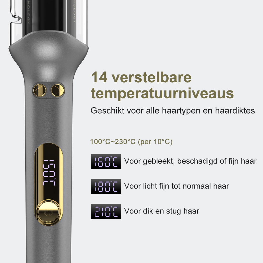 Qimmaol G-310 Automatische Krultang (25mm) | 14 Temperatuurinstellingen (100–230°C) / Anti-brand / Snelle Opwarming / Ionenzorg