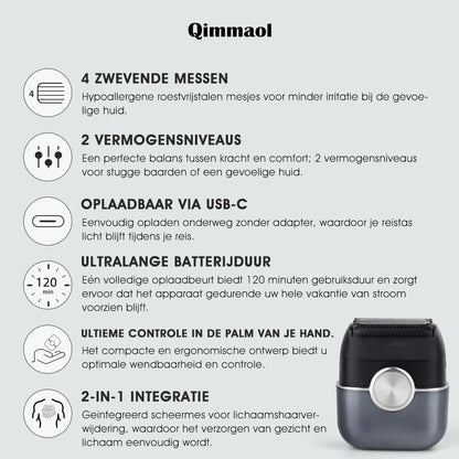 Qimmaol FK706 Mini elektrische scheerapparaat voor mannen met reisetui