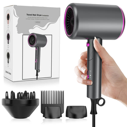 Qimmaol Velofold - Professionele Ionische Haardroger met Concentrator, Diffuser en Kam [Compact / Lichtgewicht / Opvouwbaar / 350 g]