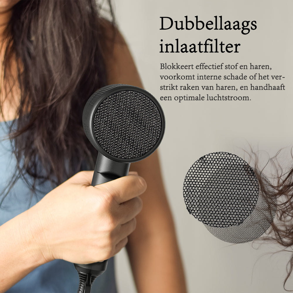 Qimmaol Velofold professionele ionische haardroger met concentrator en diffuser [Ultralicht / Handpalmformaat / Opvouwbaar / 250 g]